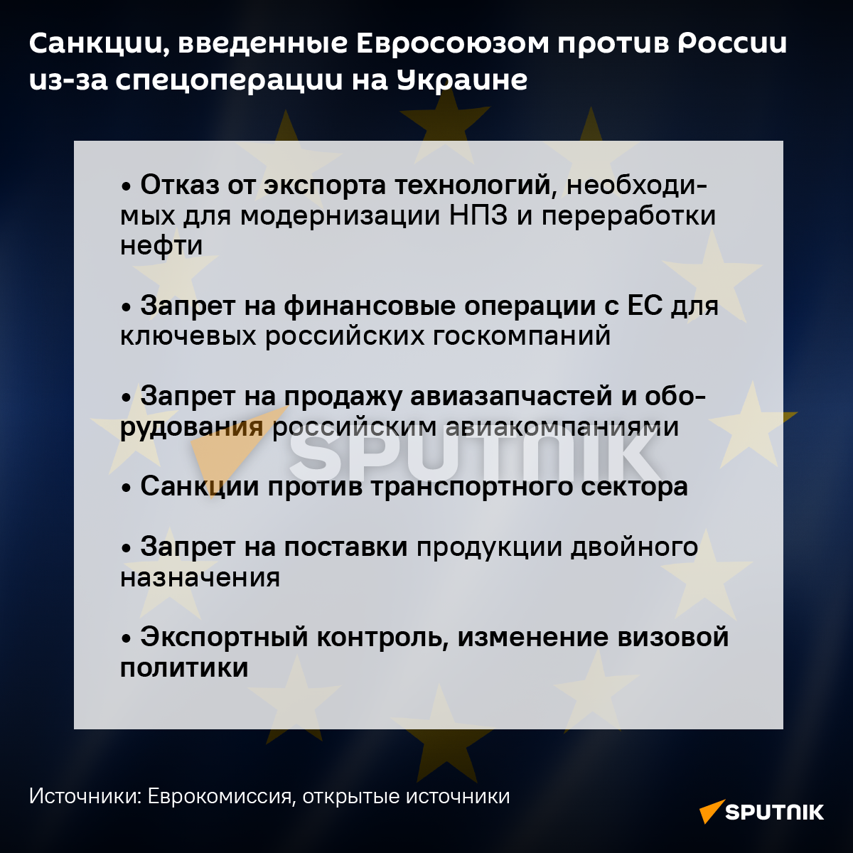 Санкции, введенные Евросоюзом против России из-за спецоперации на Украине - Sputnik Армения