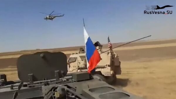 Кадр из видео столкновения российской и американской патрулей - Sputnik Արմենիա