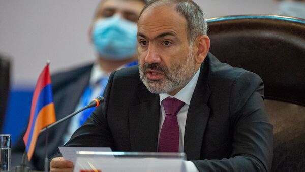 Премьер-министр Армении Никол Пашинян на заседании Евразийского межправительственного совета (9 октября 2020). Еревaн - Sputnik Армения