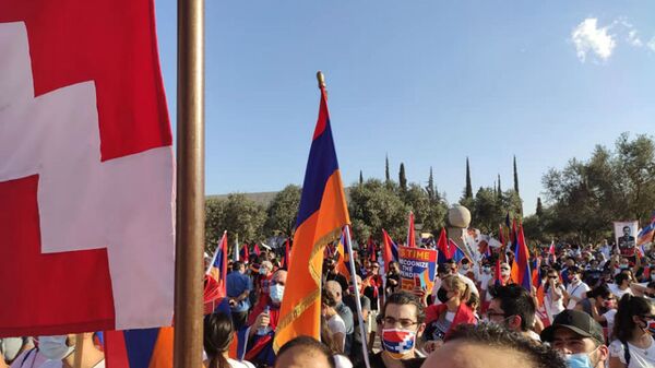 Армяне Израиля организовали акцию перед зданием МИД  (22 октября 2020). Иерусалим - Sputnik Արմենիա