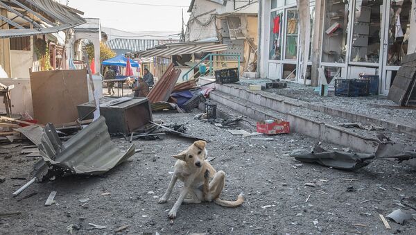 Последствия обстрела центрального рынка Степанакерта (31 октября 2020). Карабах - Sputnik Արմենիա