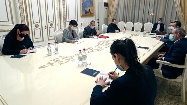 Премьер-министр Никол Пашинян встретился с представителями Международного Комитета Красного Креста в Армении во главе с Клэр Мейтро (27 ноября 2020). Еревaн - Sputnik Արմենիա