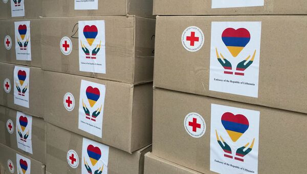 Посольство Литвы в Армении оказало гуманитарную помощь пострадавшим в результате войны в Карабахе (30 ноября 2020). Еревaн - Sputnik Արմենիա