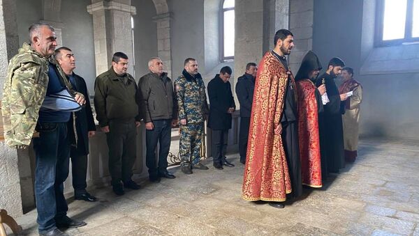 Президент Карабаха Араик Арутюнян посетил монастырский комплекс Амарас (20 декабря 2020). Карабах - Sputnik Արմենիա