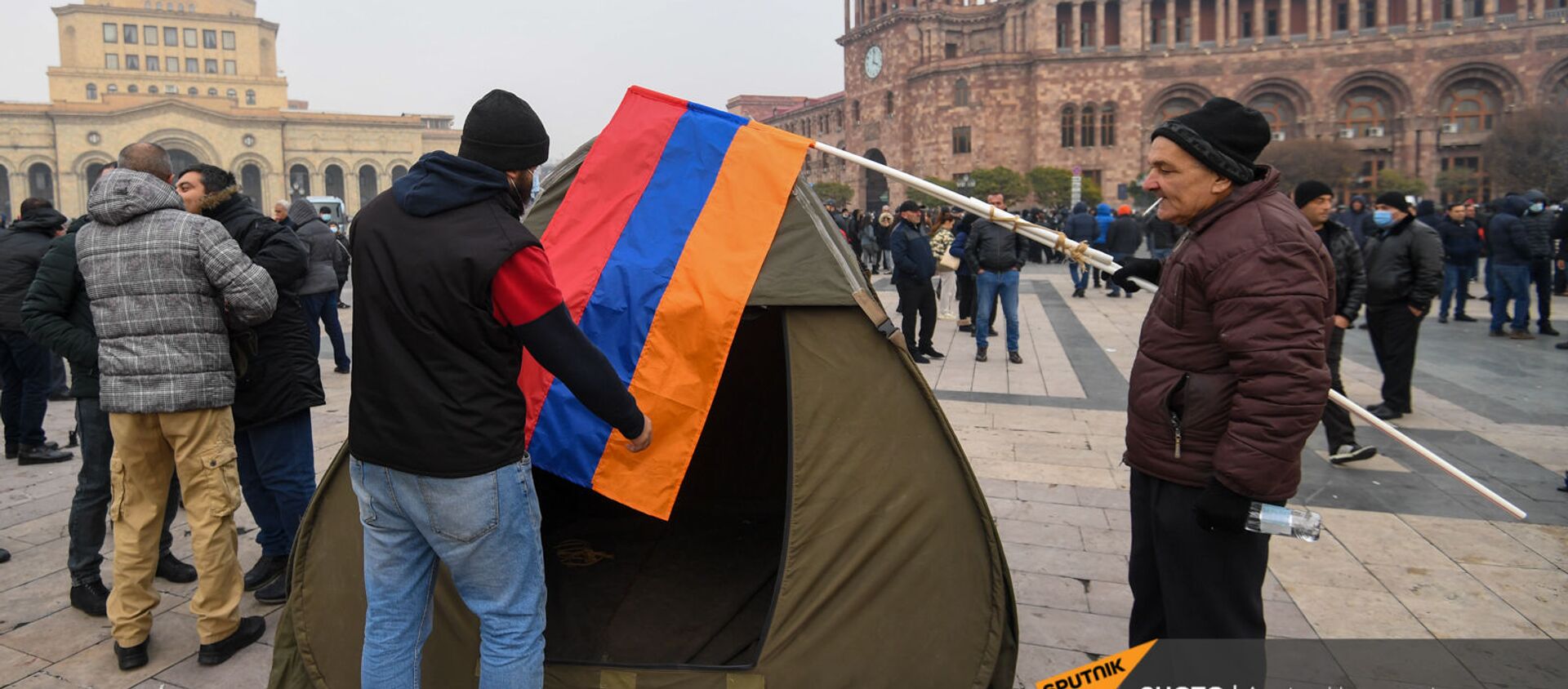 Палатки оппозиции на площади Республики (22 декабря 2020). Ереван - Sputnik Армения, 1920, 18.03.2021