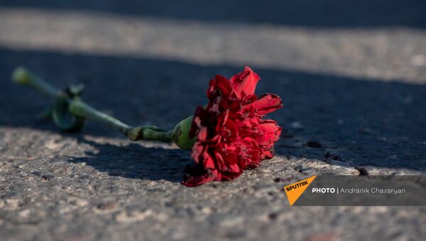 Цветок на асфальте во время Шествия памяти в Ераблур (19 декабря 2020). Еревaн - Sputnik Արմենիա