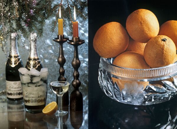 Встреча Нового года в 1970-е с шампанским и апельсины - Sputnik Армения