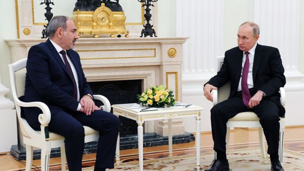 Премьер-министр Армении Никол  Пашинян и президент РФ Владимир Путин во время переговоров (11 января 2021). Москва - Sputnik Արմենիա