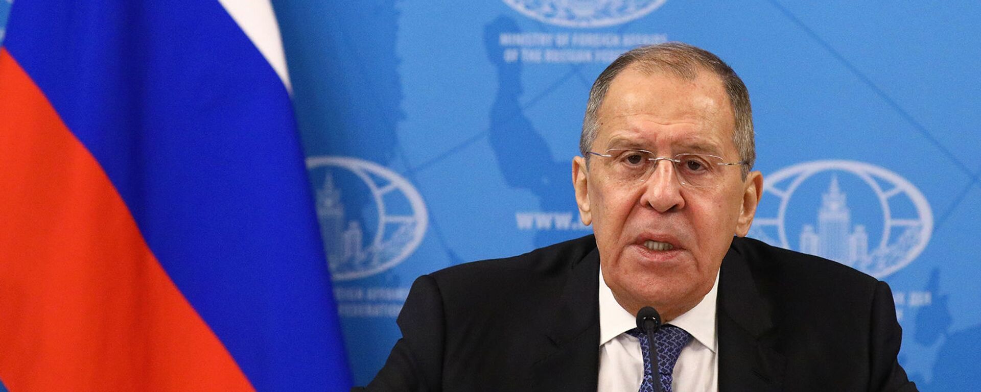 Глава МИД РФ Сергей Лавров на онлайн пресс-конференции (18 января 2021). Москва - Sputnik Армения, 1920, 17.05.2021