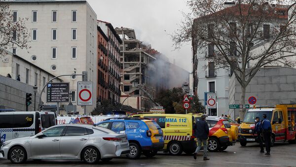Дым на месте взрыва в центре Мадрида (20 января 2021). Испания - Sputnik Արմենիա