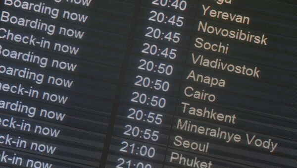 Информационное табло в зоне отлета аэропорта Шереметьево - Sputnik Армения