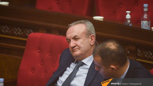 Министры ОНКС и экономики Ваграм Думанян и Ваан Керобян на заседании в Парламенте (10 февраля 2021). Еревaн - Sputnik Արմենիա