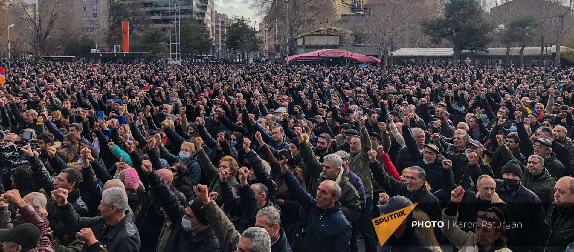 Площадь Свободы во время митинга оппозиции (25 февраля 2021). Еревaн - Sputnik Արմենիա, 1920, 25.02.2021