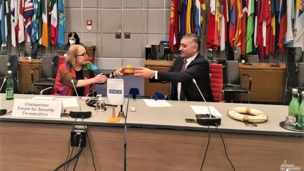 Армен Папикян на заключительном заседании форума по безопасности и сотрудничеству ОБСЕ при председательством США (24 марта 2021).  - Sputnik Արմենիա