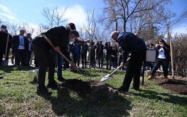 В Парке Победы (Аллея Пограничников) прошла акция Сад памяти (3 апреля 2021). Еревaн - Sputnik Армения