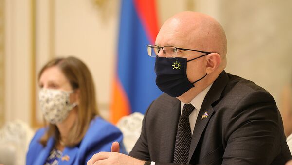И.о. заместителя госсекретаря США по вопросам Европы и Евразии Филип Рикер на встрече с и.о. премьер-министра Армении (10 июня 2021). Еревaн - Sputnik Армения