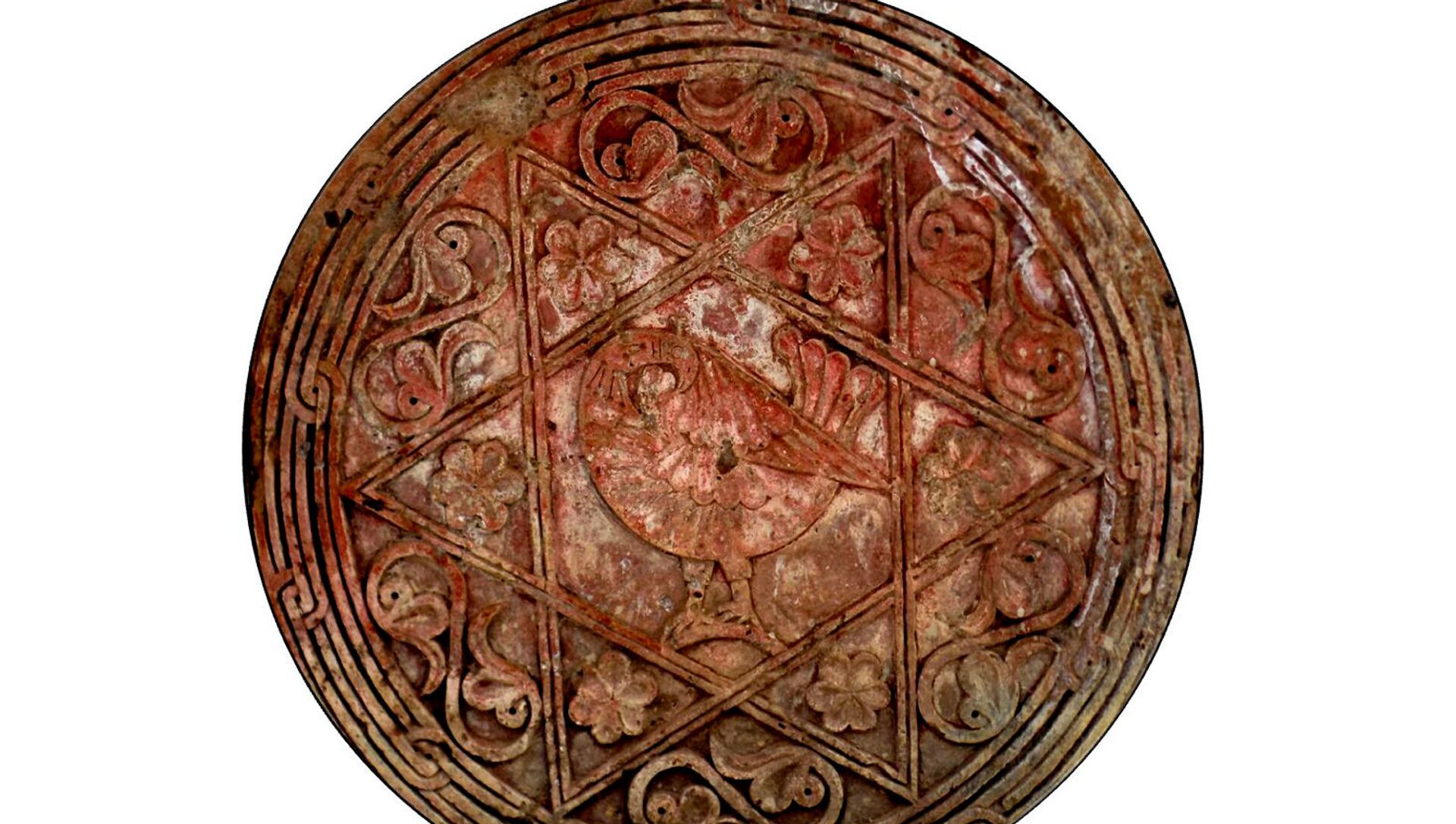 Гексаграмма (шестиконечная звезда), выполненная в камне, обнаруженная во время раскопок комплекса Верин-Неркин Навер - Sputnik Армения, 1920, 04.07.2021