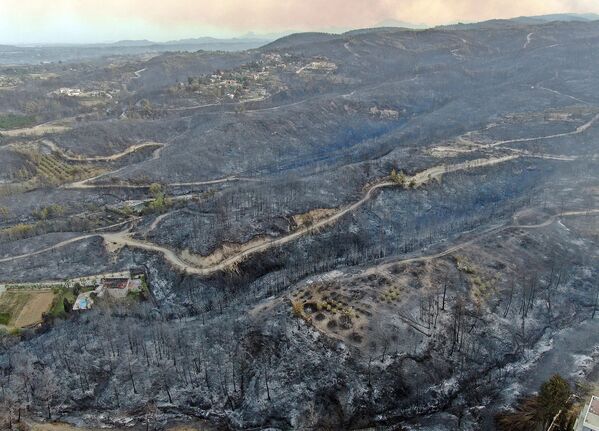 Последствия лесных пожаров близ средиземноморского прибрежного города Манавгат, Анталья (29 июля 2021). Турция - Sputnik Армения