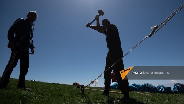 Пастухи устанавливают палатки на горе Арагац - Sputnik Армения
