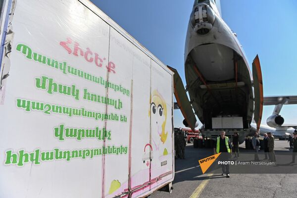 Грузовой самолет с партией вакцины от коронавируса в аэропорту Эребуни Грузовой самолет с партией вакцины от коронавируса в аэропорту Эребуни - Sputnik Армения