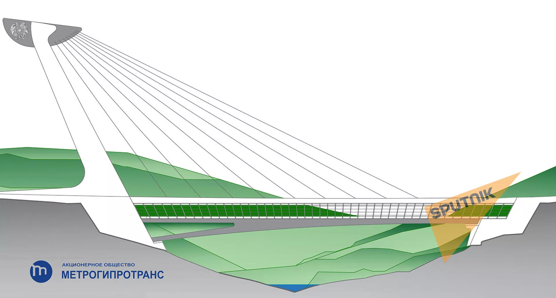 Эскиз нового моста через Разданское ущелье от АО Метрогипротранс - Sputnik Армения, 1920, 21.10.2021