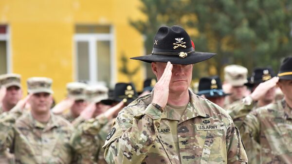 Военнослужащие Национальной гвардии США во время ротации со 2-й бригадной тактической группой Страйк 101-й воздушно-десантной дивизии армии США в Международном центре миротворчества и безопасности Национальной академии сухопутных войск во Львовской области - Sputnik Армения