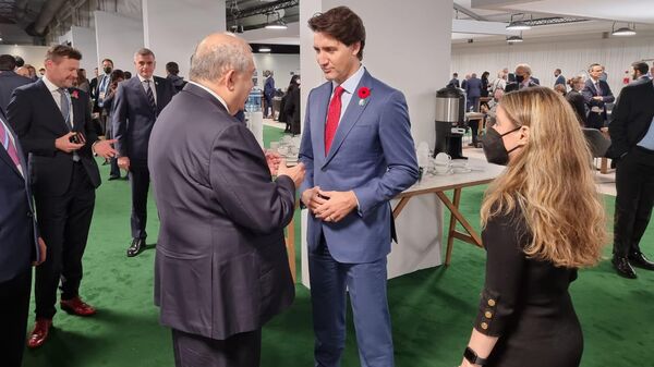 Президент Армен Саркисян встретился с премьер-министром Канады Джастином Трюдо во время 26-й конференции сторон Рамочной конвенции об изменении климата (2 ноября 2021). Глазго  - Sputnik Армения