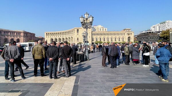 Акция протеста гадрутцев на площади Республики (9 ноября 2021). Еревaн - Sputnik Армения