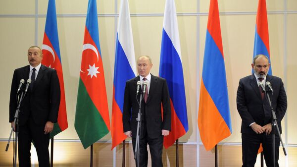 Հայաստանի, Ռուսաստանի և Ադրբեջանի ղեկավարները հանդես եկան համատեղ հայտարարությամբ հադիպման ավարտի արդյունքներով (26 նոյեմբերի, 2021թ․). Սոչի - Sputnik Արմենիա