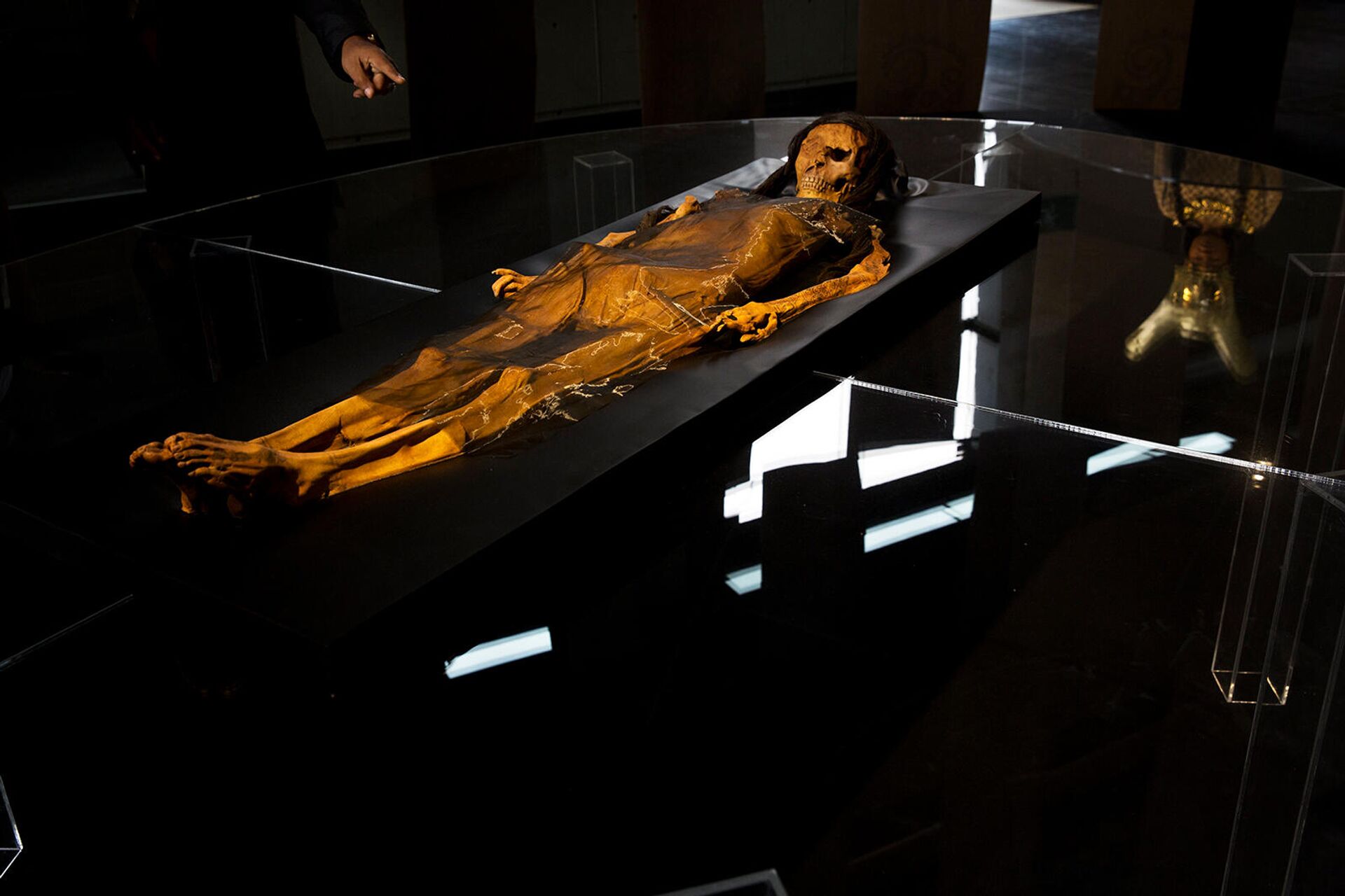 Копия мумии Леди Цао, найденная в 2005 году на месте археологических раскопок Уака-эль-Брухо, выставлена в Национальном музее в Лиме (5 июля 2017). Перу - Sputnik Армения, 1920, 28.11.2021