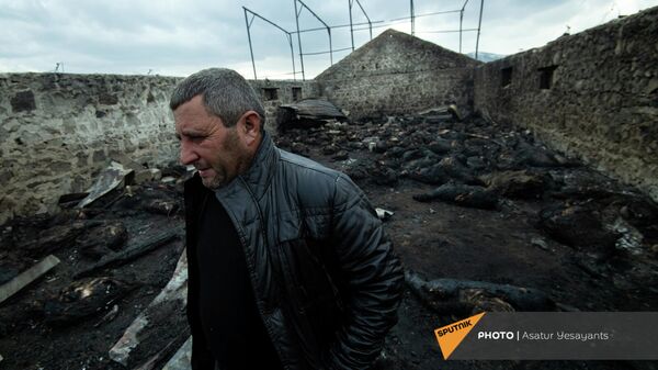Ширак Халоян (Эдо) - владелец сгоревшей фермы в селе Личк Гегаркуникской области  - Sputnik Армения