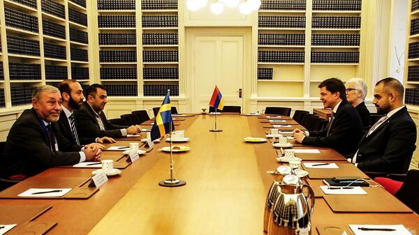 Министр иностранных дел Арарат Мирзоян встретился с председателем Риксдага (парламента) Швеции Андреасом Норленом (1 декабря 2021). Стокгольм - Sputnik Армения