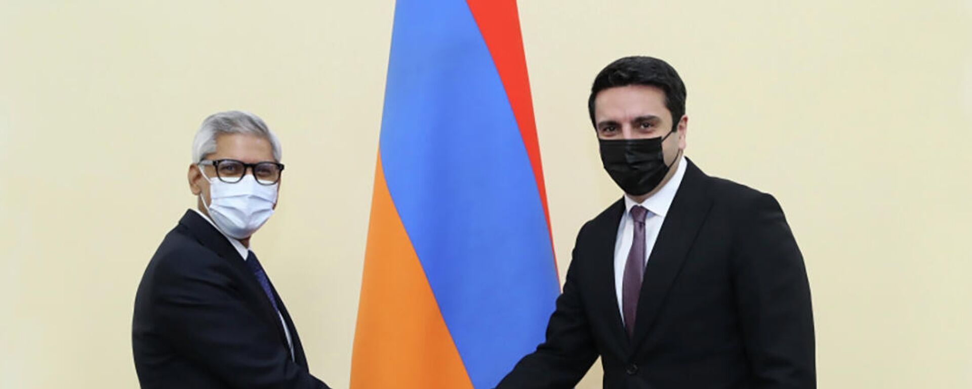 Спикер НС Ален Симонян принял делегацию во главе с генеральным секретарем Международной федерации обществ Красного Креста и Красного Полумесяца Джаганом Чапагой (9 декабря 2021). Еревaн - Sputnik Արմենիա, 1920, 09.12.2021