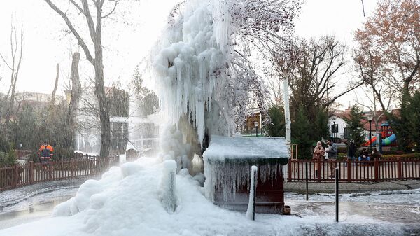 Замерзший фонтан в парке в Анкаре - Sputnik Армения