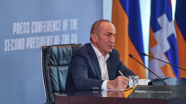 Роберт Кочарян на пресс-конференции в Эребуни-плаза (27 декабря 2021). Еревaн - Sputnik Արմենիա