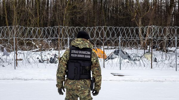 Офицер польской пограничной службы патрулирует вблизи Белорусско-Польской границы - Sputnik Армения