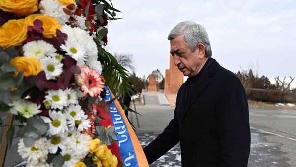 Серж Саргсян посетил мемориальный комплекс Сардарапат (28 января 2022). Армавир - Sputnik Армения