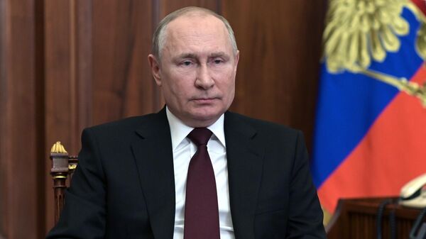 Президент России Владимир Путин во время обращения к россиянам (21 февраля 2022). Москвa  - Sputnik Армения