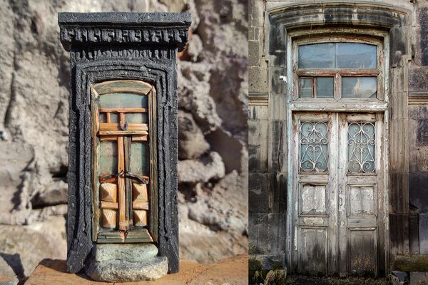 Сувенирные копии старых дверей Гюмри, созданные художником, график-дизайнером Ашотом Акобяном - Sputnik Армения
