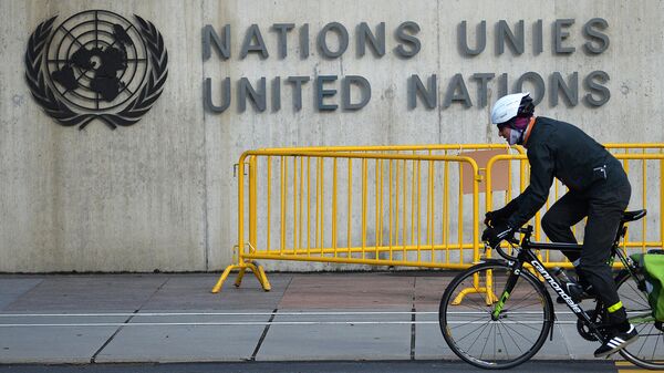 Эмблема Организации Объединённых Наций на здании офиса в Женеве - Sputnik Армения