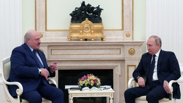 Ռուսաստանի և Բելառուսի նախագահներ Վլադիմիր Պուտինի և Ալեքսանդր Լուկաշենկոյի հանդիպումը Կրեմլում (11 մարտի, 2022թ). Մոսկվա - Sputnik Արմենիա