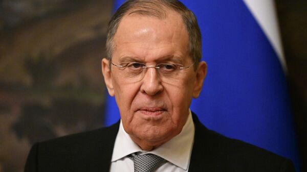 Министр иностранных дел РФ Сергей Лавров на пресс-конференции по итогам встречи с министром иностранных дел Ирана Хоссейном Амиром Абдоллахианом (15 марта 2022). Москва - Sputnik Армения
