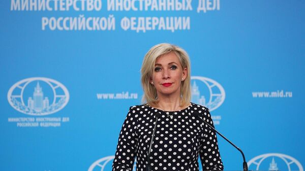 Официальный представитель Министерства иностранных дел России Мария Захарова во время брифинга (20 апреля 2022). Москвa - Sputnik Армения