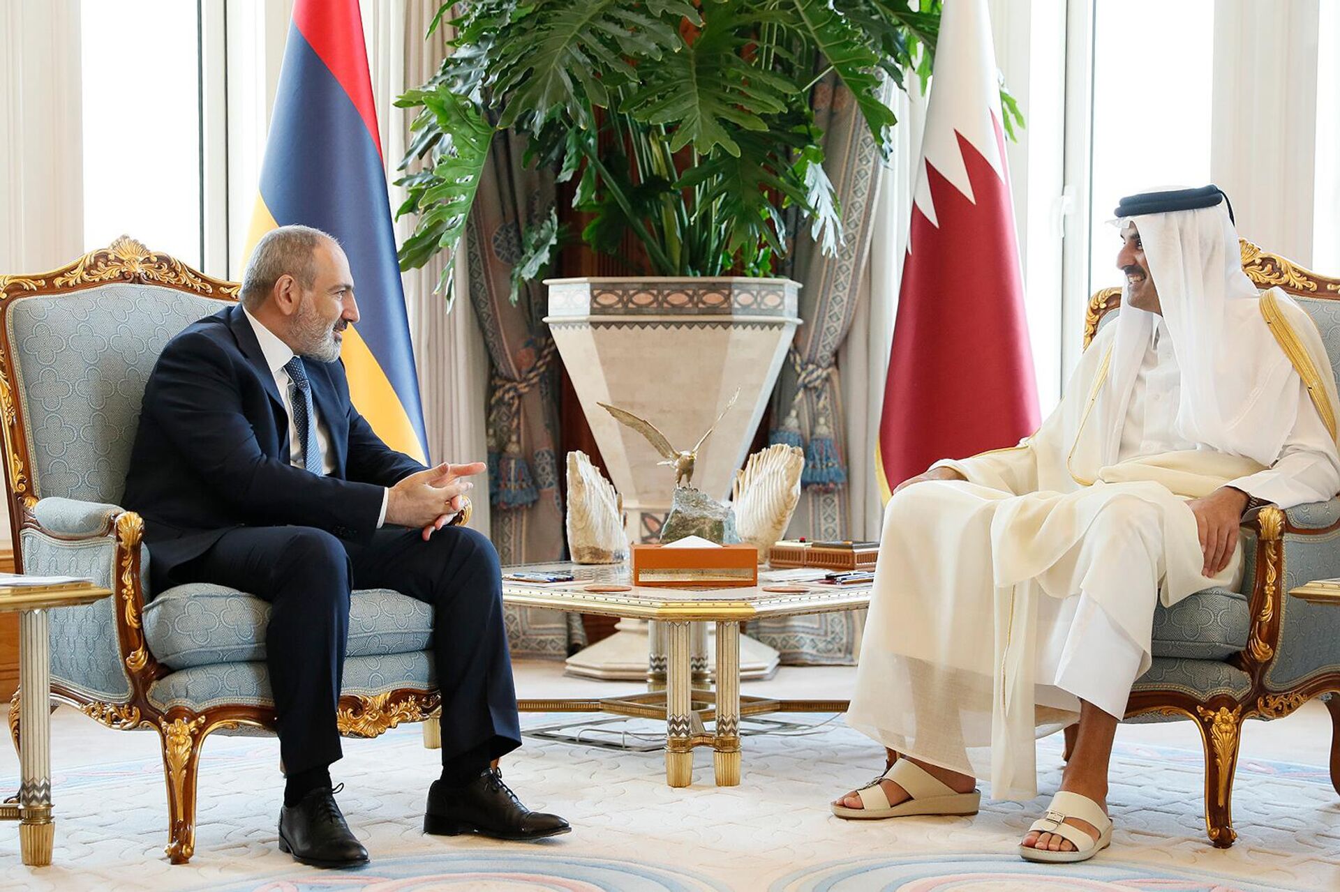 Премьер-министр Армении Никол Пашинян встретился с эмиром Катара, шейхом Тамимом бин Хамадом Аль Тани (13 июня 2022). Доха - Sputnik Արմենիա, 1920, 13.06.2022