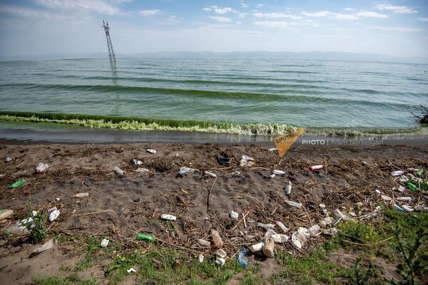 Мусор на побережье озера Севан у города Мартуни Мусор на побережье озера Севан у города Мартуни - Sputnik Армения