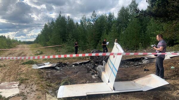 Фрагменты разбившегося легкомоторного самолёта Cessna авиакомпании Восход вблизи Ухты (8 августа 2022). Коми - Sputnik Армения
