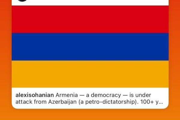 Instagram story Анжелы Сафарян в поддержку Армении - Sputnik Армения