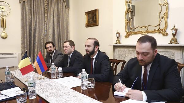 Министр иностранных дел Арарат Мирзоян встретился с бельгийским коллегой Хаджой Лахбиб (19 сентября 2022. Нью-Йорк - Sputnik Армения