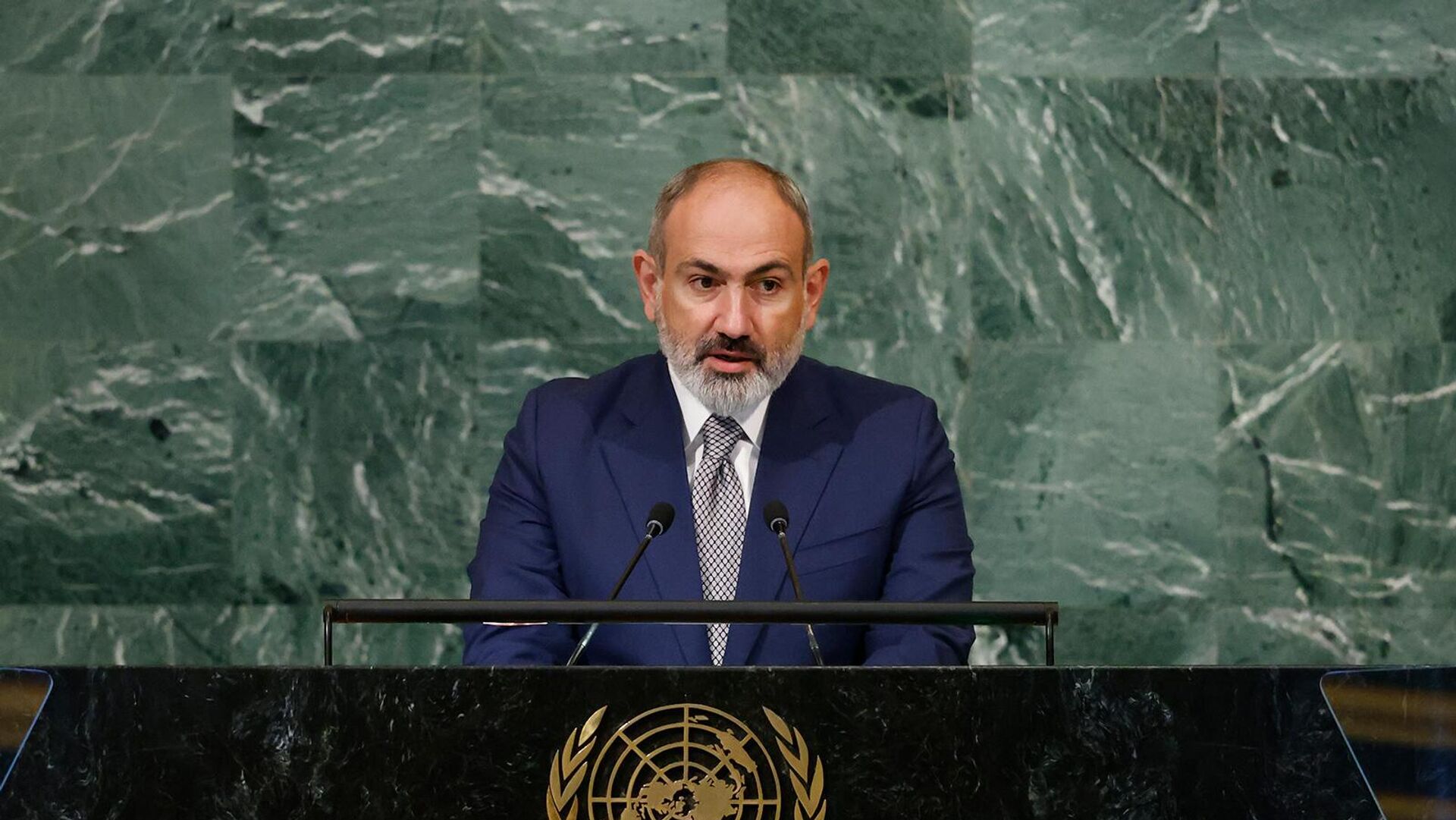 Премьер-министр Армении Никол Пашинян выступает на 77-й сессии Генеральной Ассамблеи ООН (22 сентября 2022). Нью-Йорк - Sputnik Армения, 1920, 23.09.2022