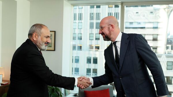 Премьер-министр Никол Пашинян встретился с председателем Европейского совета Шарлем Мишелем (23 сентября 2022). Нью-Йорк - Sputnik Армения